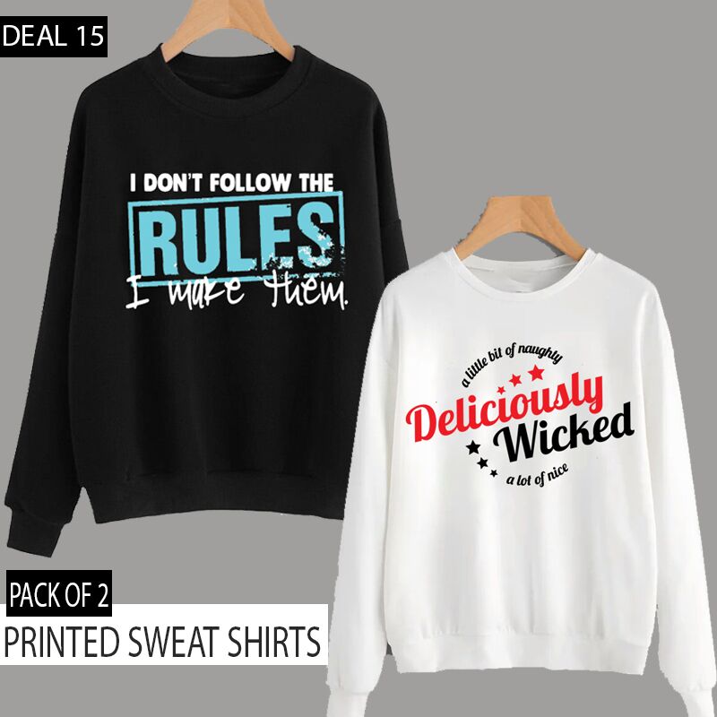 PACK OF 2 PRINTED SWEAT SHIRTS (DEAL 15)
