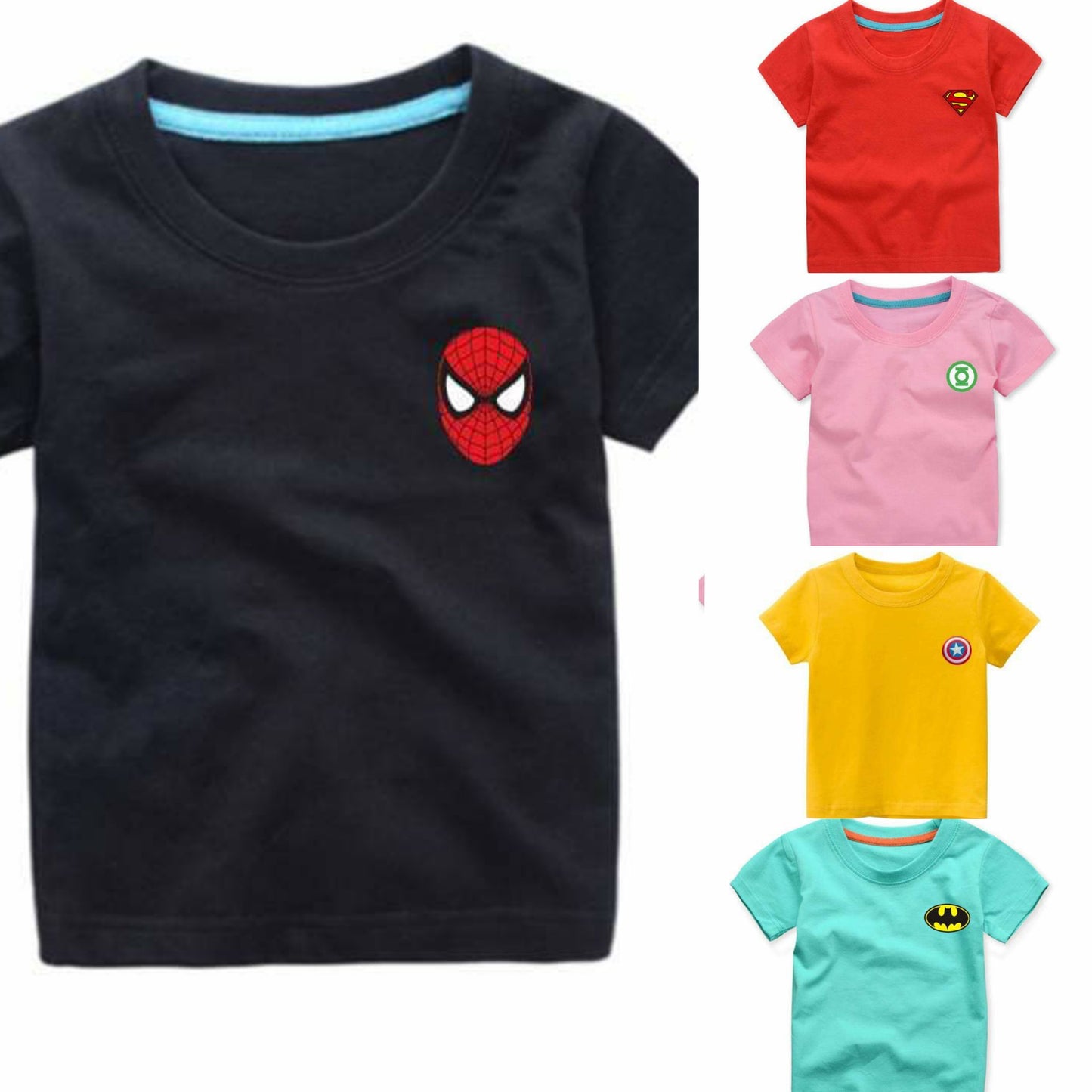 Buy 4 Get 1 Free Super Hero Logo Half Sleeve T-Shirts for Kids