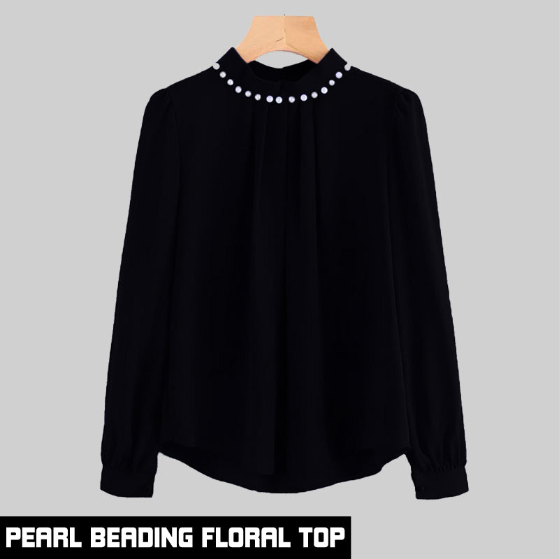 PEARL BEADING FLORAL TOP