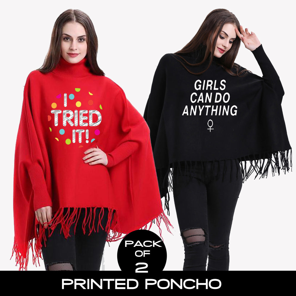 Pack of 2 Printed Poncho