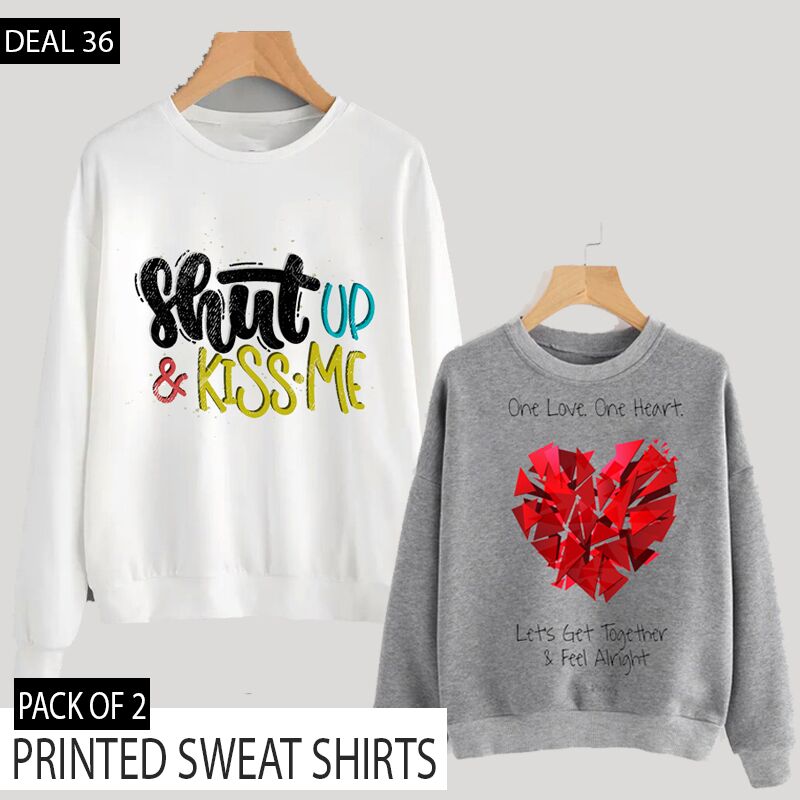 PACK OF 2 PRINTED SWEAT SHIRTS (DEAL 36)