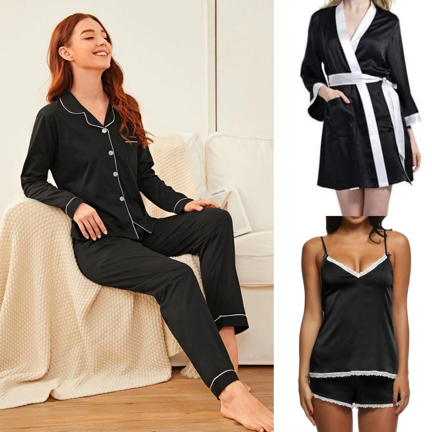 Combo of 3 Nightwear (1 Pj Set + 1 Cami Set + 1 Stripe Gown)