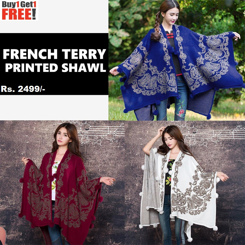 Buy 1 Get 1 Free French Terry Printed Shawl