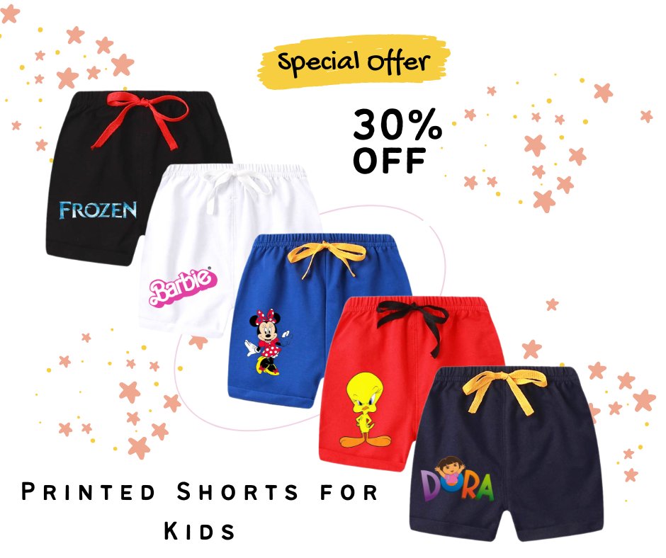 Pack of 5 Girls Logo Printed Shorts