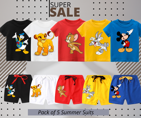 Pack of 5 Printed Summer Suits for Kids
