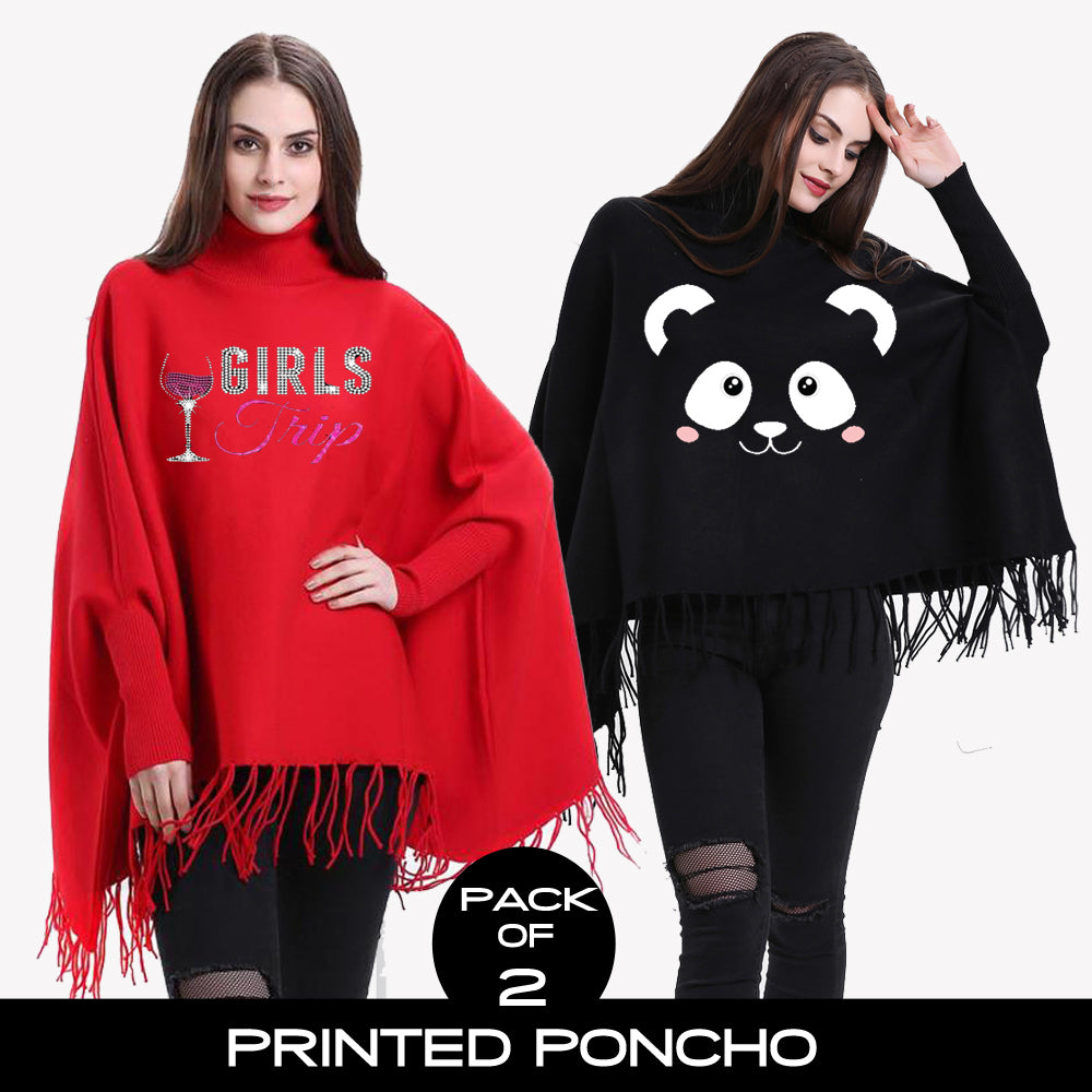 Pack of 2 Printed Poncho