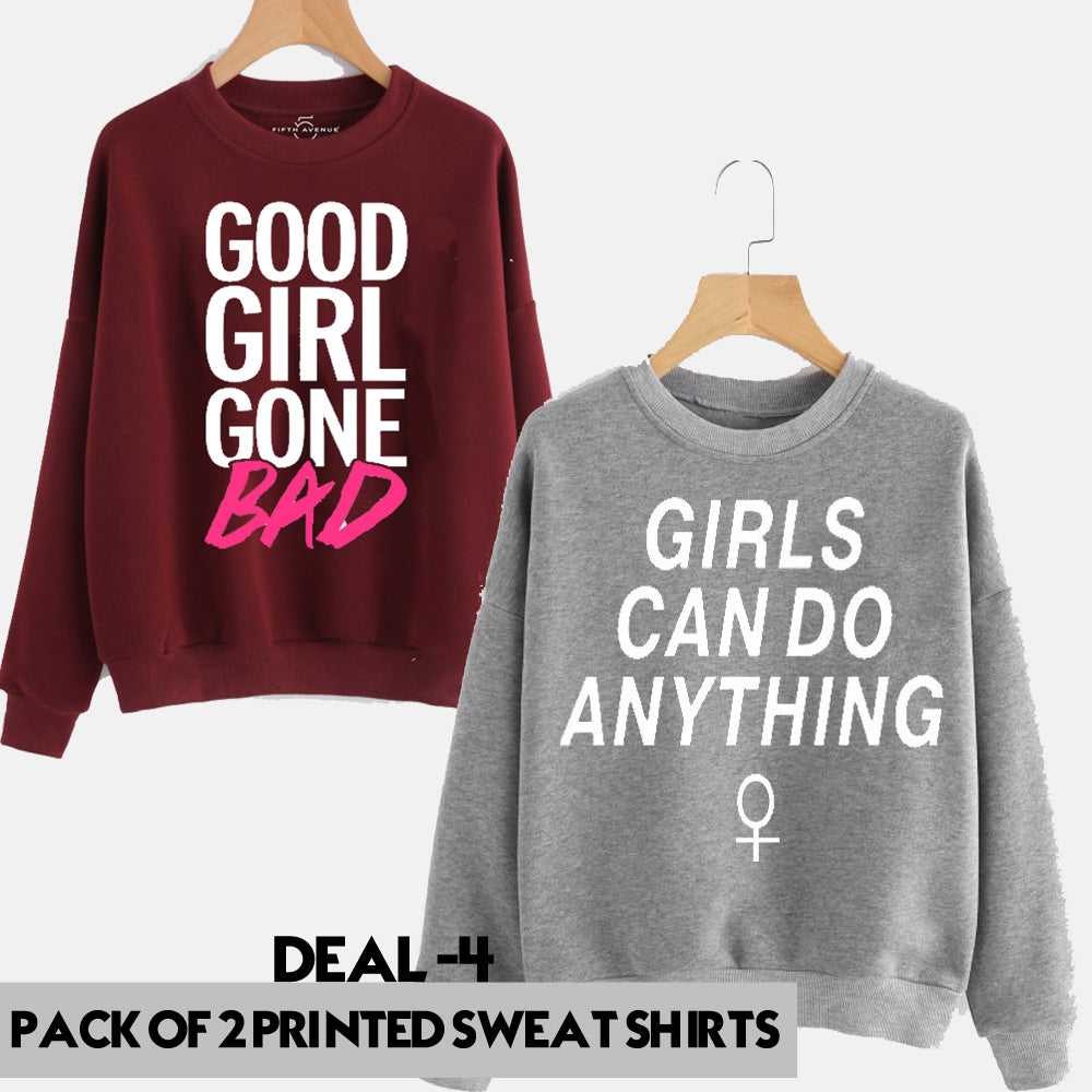 Pack of 2 Female Printed Sweat Shirts