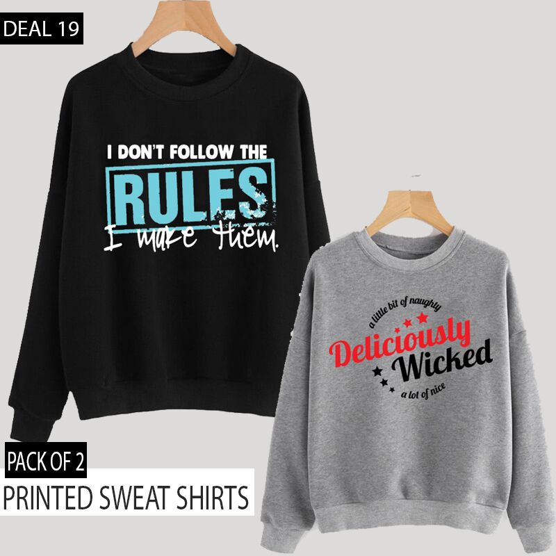PACK OF 2 PRINTED SWEAT SHIRTS (DEAL 19)