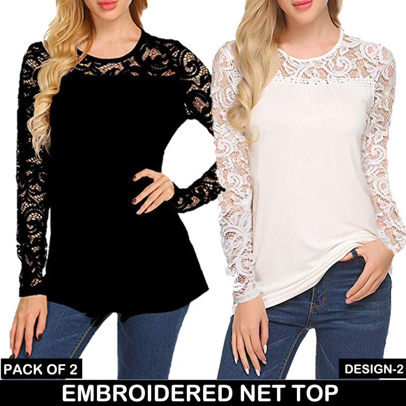 PACK OF 2 EMBROIDERED NET TOP DESIGN-2