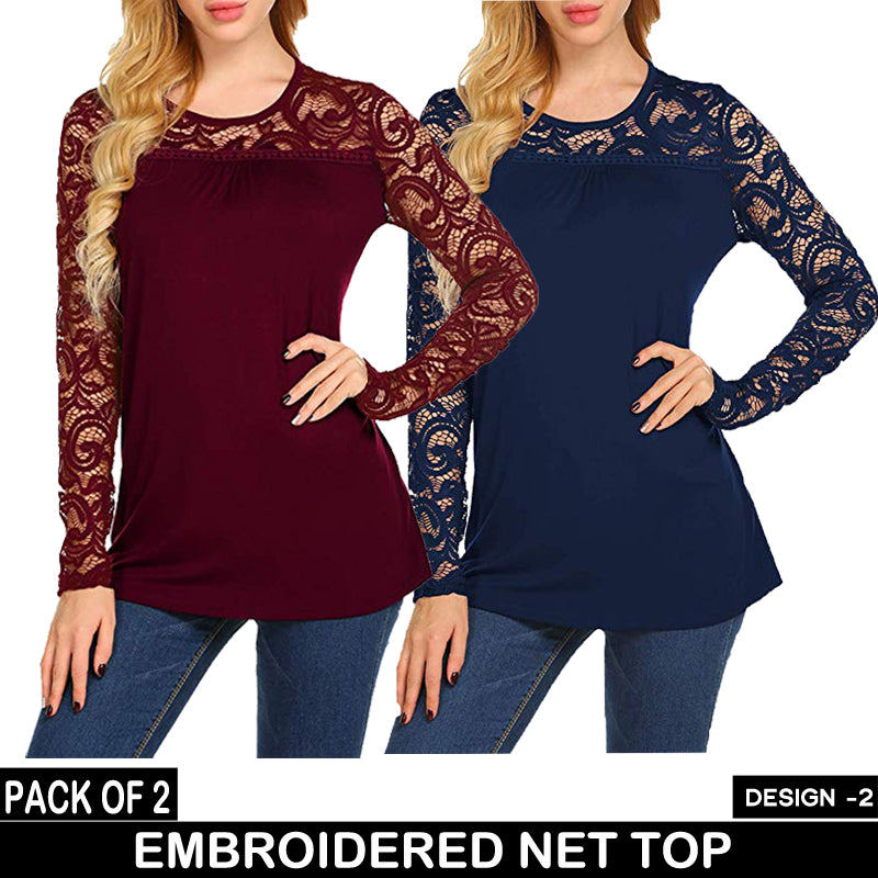 PACK OF 2 EMBROIDERED NET TOP DESIGN-2